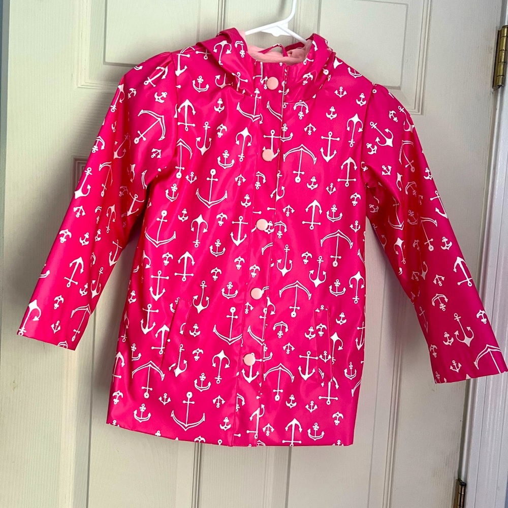 Pink Anchor Print Kids Raincoat